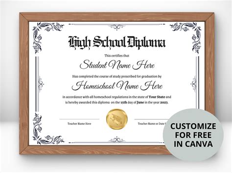 Editable Homeschool Diploma Template | Homeschool Diploma | High School ...