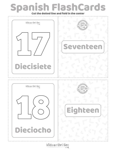 Educational Spanish Flash Cards: Numbers 11-20 | Kids Activities Blog