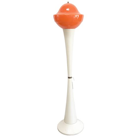 1970s Space Age Floor Lamp in Orange and Lucite For Sale at 1stDibs
