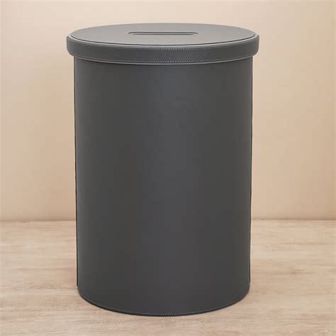 Black Faux Leather Laundry Bin