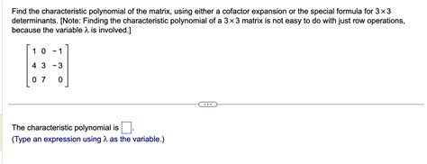 Image result for Characterisitc Polynomial Matrix
