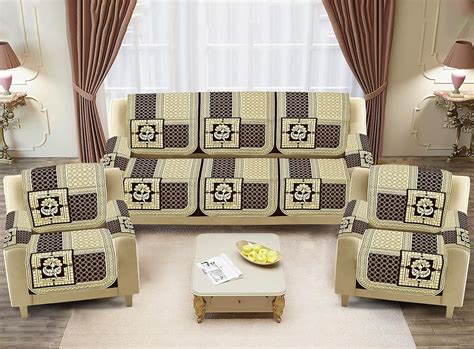 Dazzling DECOR Velvet Sofa Cover with Arm Covers Set of 5 Seater ...