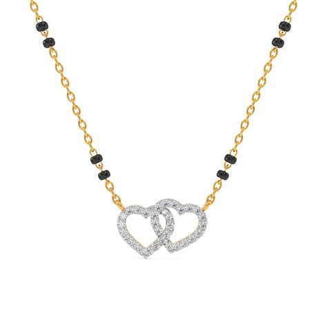Double Heart 9KT Lab-Grown Diamond Mangalsutra – PALMONAS