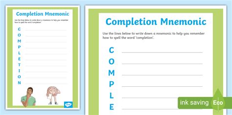 How to Spell Completion Mnemonic Writing Template - Twinkl