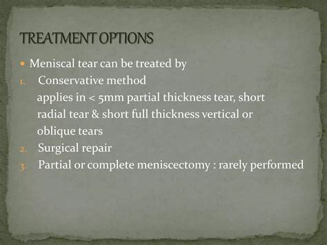 Meniscus repair : basics & surgery | PPTX