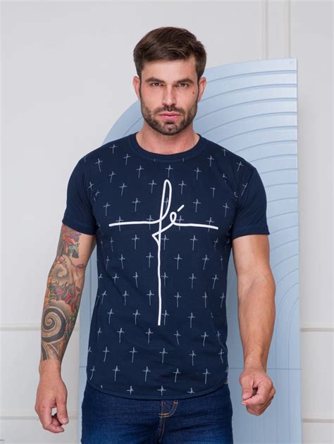 Camiseta FÉ Masculina Long Line 100% Algodão | SHEIN Brasil