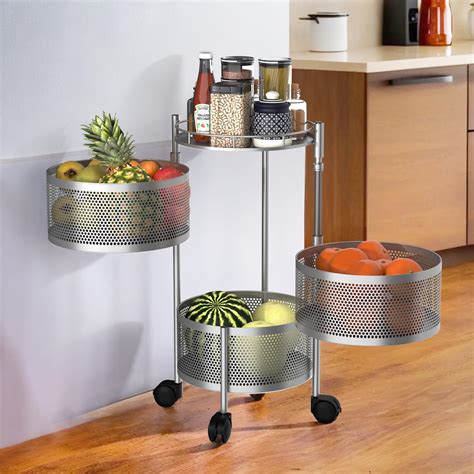 Kuber Industries Kitchen Storage Rack | 3-Tier Round Multipurpose ...