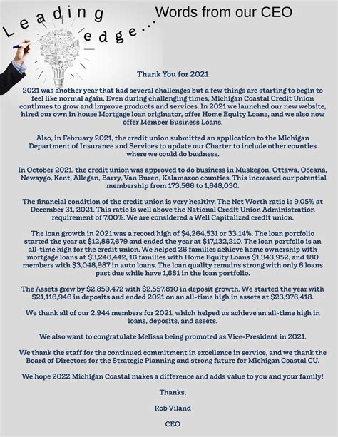 Newsletters - Michigan Coastal Credit Union