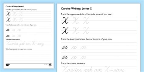 Cursive Letter Writing: Letter X Worksheet