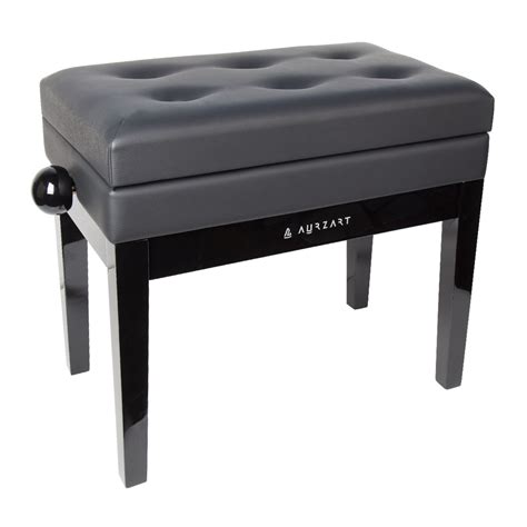 AURZART AZ-502 Wooden Adjustable Piano Bench with Storage Black ...