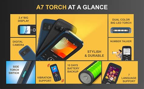 Lava A7 Torch Dual Sim Keypad Mobile Phone (with Instant Slide Torch ...
