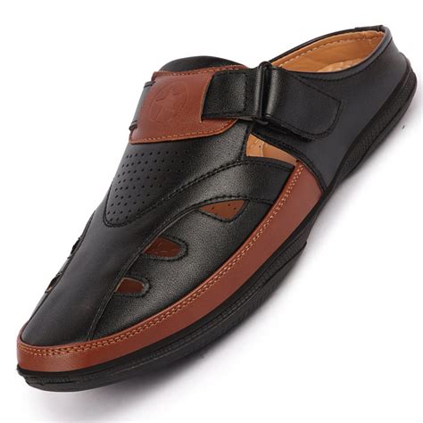 FAUSTO FST FOSMS-2005 BLACK-40 Men's Black Back Open Laser Cut Slip On ...