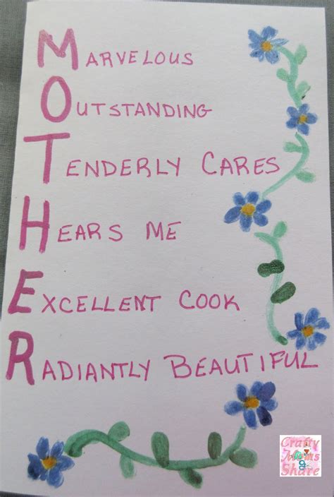 Mothers Day Acrostic Poem Template - Printable And Enjoyable Learning