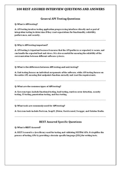 100 REST ASSURED INTERVIEW QUESTIONS AND ANSWERS: Comprehensive Guide ...