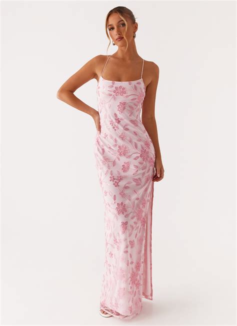 Bright Lights Beaded Maxi Dress - Pink - Peppermayo UK