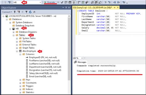 Image result for How to Create SQL Server Database Employee Table