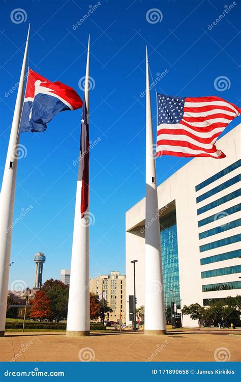 Flags at Half Staff at the Dallas, Texas City Hall Stock Photo - Image ...