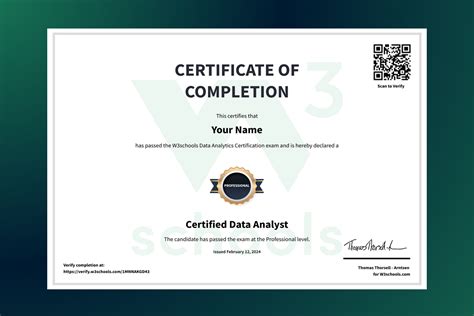 Data Analytics Certificate Exam | W3Schools — W3Schools.com
