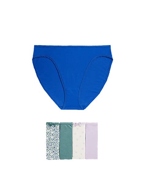 Buy 5pk Cotton Lycra™ High Leg Knickers at Marks & Spencer