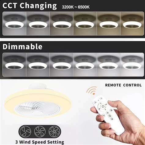 Buy Shintur 21'' Ceiling Fan with Light, Dimmable 3 Lighting Modes & 3 ...