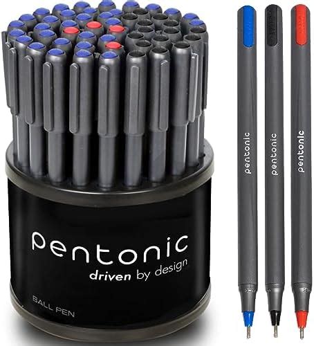 Linc Pentonic Premium Ball Point Pen, 50-Count, Black, Blue & Red ...