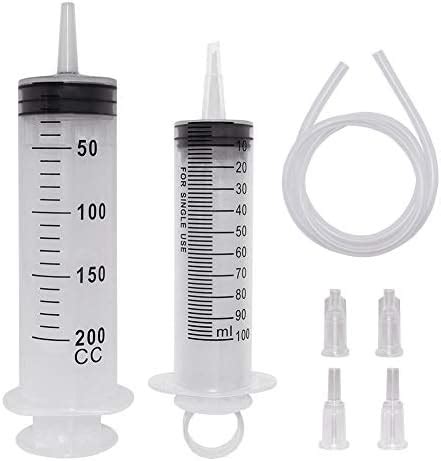 Shintop Syringe with Tube,100ml/200ml Plastic Syringe Large Capacity ...