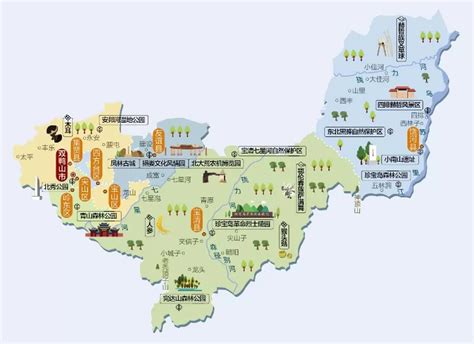 黑龙江省双鸭山市旅游地图 - 双鸭山市地图 - 地理教师网