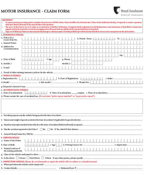 Image result for Sample Claim Form