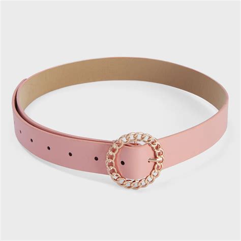 Buy MIXT by Nykaa Fashion Pink Solid Circular Gold Chain Link Buckle ...