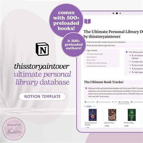 Buy Book Tracker Notion Template Thisstoryaintover Reading Planner ...