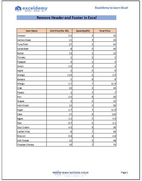 Image result for Excel Remove Header