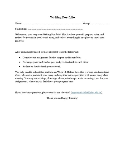 Writing Portfolio Template - Updated | PDF | Essays | Brainstorming