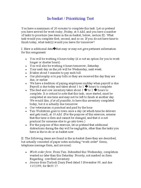 Image result for In-Basket Test Example for Retail