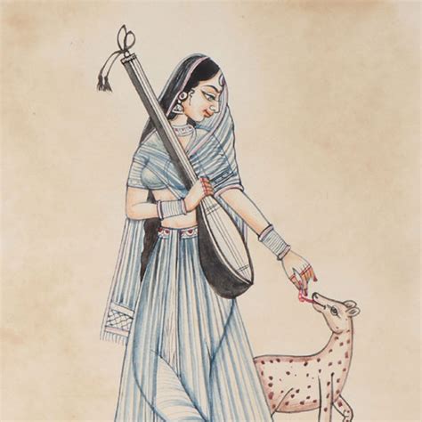 Miniature Painting Of Ragini with Deer