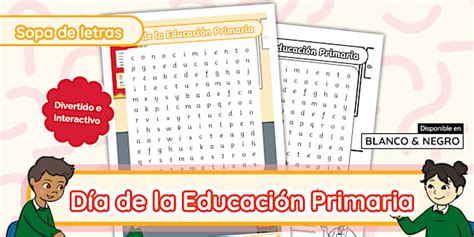 Sopa de letras: Día de la Educación Primaria | Twinkl