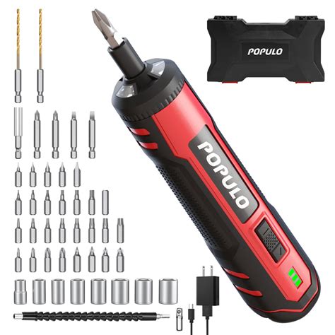 Buy POPULO 4V Electric Screwdriver Kit,6 Torque Settings, Power Screw ...