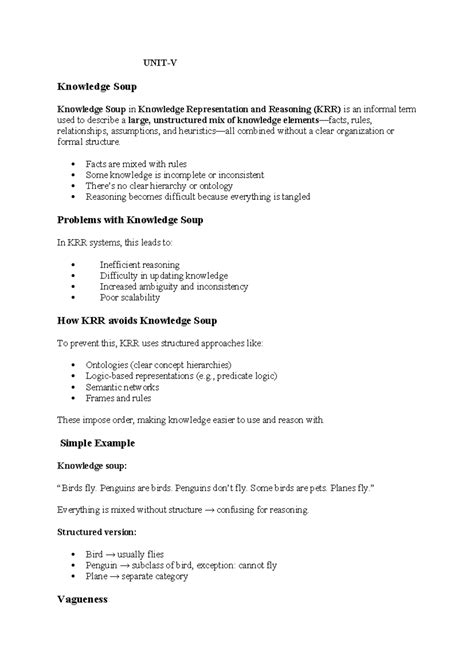 KRR UNIT-5: Understanding Knowledge Soup, Vagueness, and Reasoning ...