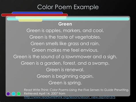 Image result for Color Poems. Examples