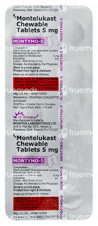 Montymo 5 Mg Tablet 10 - Uses, Side Effects, Dosage, Price | Truemeds