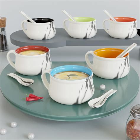 Buy The Earth Store Handcrafted Black Copper Ceramic Soup Bowl Set of 4 ...