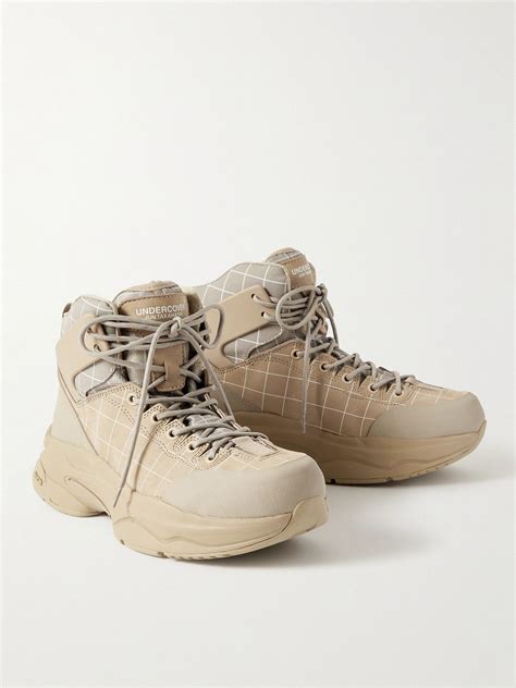 UNDERCOVER - Checked Nubuck and Canvas Hiking Boots - Neutrals Undercover