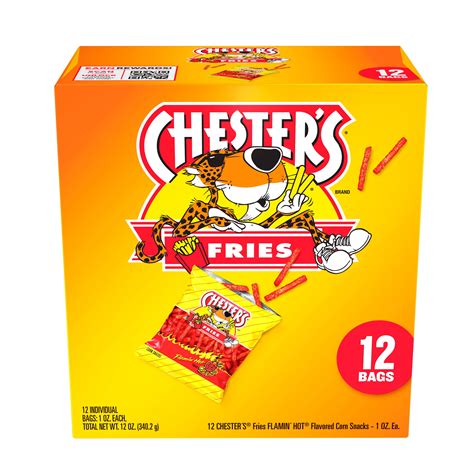 Chester's Fries Corn Snacks Flamin' Hot Flavored, 1 oz Bags 12 Count ...