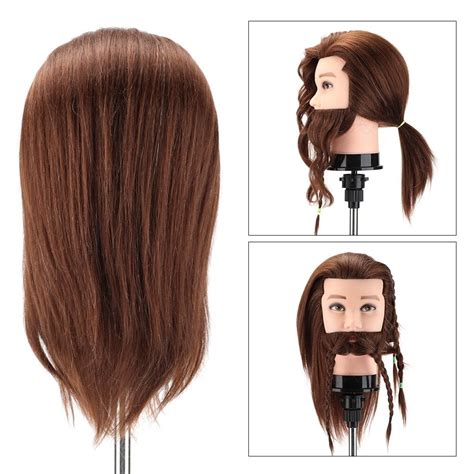 Buy Real Hair Male Mannequin Head with Beard Practice Model ...