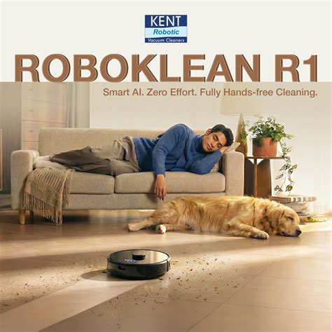 KENT RoboKlean R1 Black 2-in-1 AI Robotic Vacuum Cleaner & Mop, 8500Pa ...