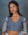 Buy Dim Silver Grey Block Printed Blouse | Blouses in design | Blouse