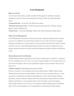 Dr. TP 4 UNIT. Event Management - EVENT MANAGEMENT – Supporting Study ...