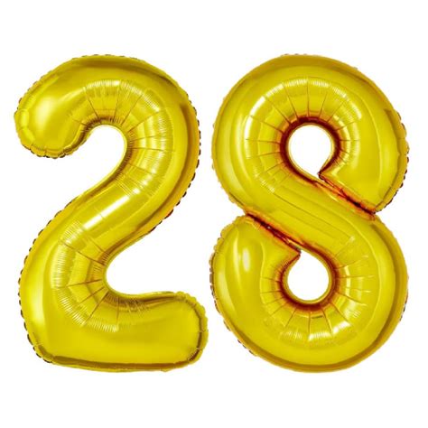 Partyzon Solid 28 Number Foil Balloon 17" inch Balloon (Gold, Pack of 2 ...
