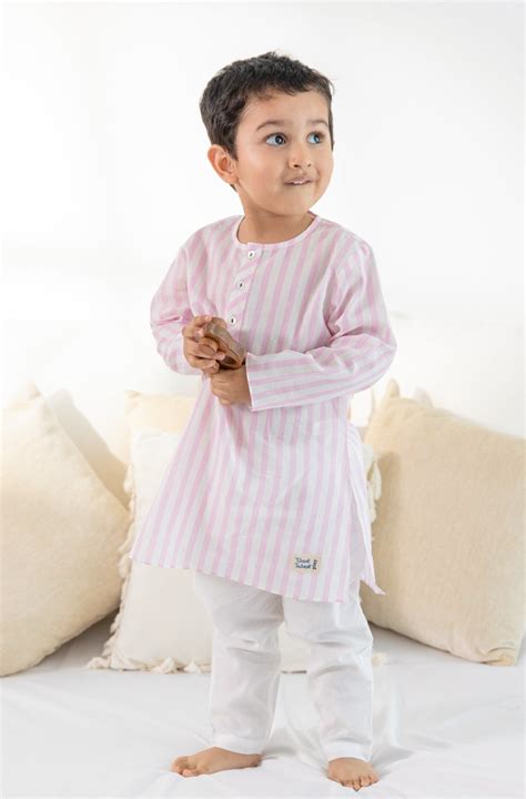 Blush Pink Stripes Boy Kurta Set – Tiber Taber Kids