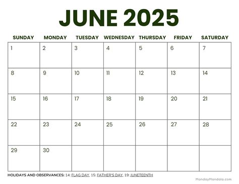 June 2025 Calendar (52 Free PDF Printables)
