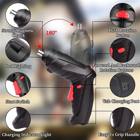 Electric Cordless Screwdriver Kit Set with USB Cable for Home Office D ...